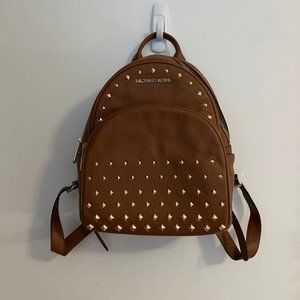 Brown Gold Stud Michael Kors Mini Backpack